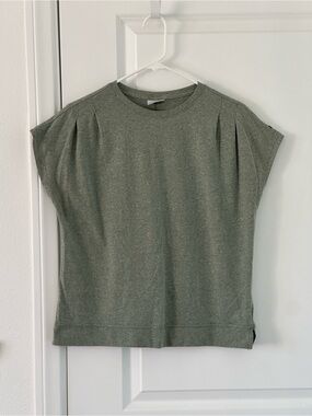 Columbia Heathered Olive Green Pleated Cap Shoulder Quick-drying Ladies Top